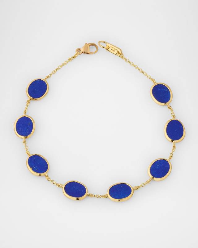 18K Yellow Gold Polished Rock Candy Confetti Bracelet in Lapis